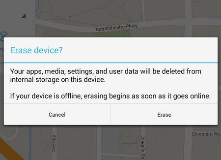 Android Device Manager - erase data
