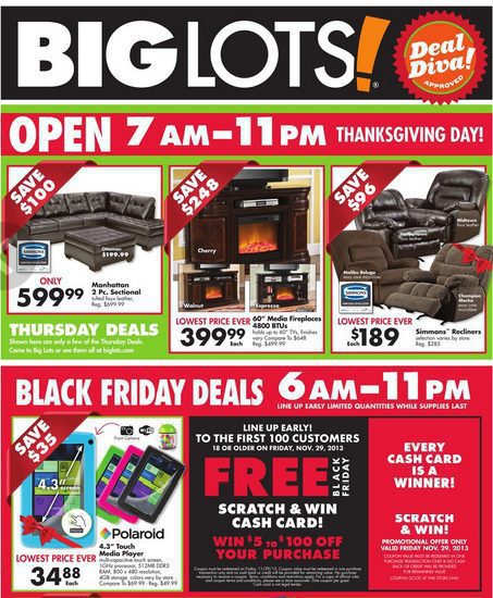 Big Lots Thanksgiving & Black Friday Deals 2014