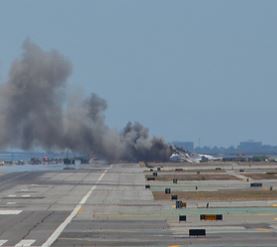 Burning wreckage of San Francisco plane crash: Asiana 214
